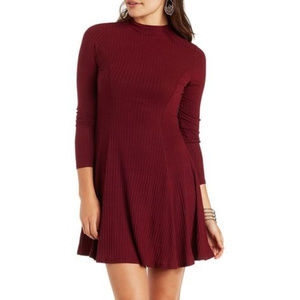 Ribbed Burgundy Skater Dress 🍁⚡️